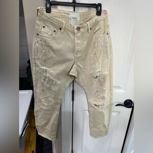 One Teaspoon Tan Relaxed Pants Distressed